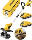 Alloyman 20V MAX Elektro Motorhacke Gartenfräse, 360 U/min Akku Bodenhacke, mit 2 x 2,0 Ah Akkus und Ladegerät, 23 cm Arbeitsbreite, 17 cm Tiefe, Gartenfräse für Rasen/Garten/Bodenbearbeitung