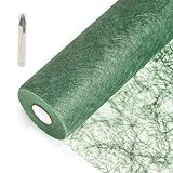 SWAWIS Vlies Tischläufer Dunkelgrün 30cm x 25M Tischläufer Rolle Tischläufer Hochzeit Tischband Grün Tischläufer Geburtstag Tischdecke für Tischdeko Hochzeit Geburtstag Taufe Deko