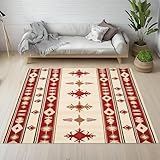 Dpvbffx Southwestern Navajo Fußmatte 60x90 cm, Geometrisch Azteken Teppich Klein rutschfest, Boho Ethnisch Teppich Kurzflor, Waschbarer Teppiche Gegend Schmutzfangmatte fur Innen Outdoor Eingang