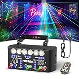 BrightWish Discolicht Partylicht LED mit RGB & UV, DMX & Fernbedienung, 3-fach Motor Speed, 4 Strobe Modi, Party Laser Projektor für DJ, Discokugel Beleuchtung & Party Dekoration
