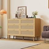 Kommode mit 6 Schubladen, Sideboard Schubladenschrank aus Holz, Schubladenkommode mit Metallgriffe, für Schlafzimmer, Wohnräume, Büro, Sideboard Highboard mit viel Stauraum, Maße: B120/H76.5/T40 cm