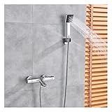 WZWTYSM Badewannenarmaturen Schwarzer Thermostat-Brausemischer Wandmontage Wannenarmatur Wannenarmatur mit Handbrause Einhebel-Warm- und Kaltwasserarmatur Messing-Wannenfüllarmatur Schwarz Chrom Bad