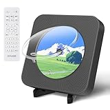 Bluetooth CD-Player Wandmontierbarer, Radio CD-Player mit Lautsprecher, AUX/USB-Anschluss, Kopfhöreranschluss, LED-Display, Staubschutzkappe, Fernbedienung, Schwarz