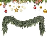 Künstliche Weihnachtszedern Girlande | Kunst Grün Girlande Für Winter Dekoration,Deko für Haustür Wohnzimmer Terrasse Garten Innenbereich Kaminumrandung Wand