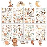 Altdeovk 4 Blatt Sticker Babyalbum, 204 Stücke Sticker Fotoalbum Baby, A4 Sticker Baby Scrapbooking Mädchen & Junge, Aufkleber Baby Fotoalbum für Babyshower Deko,Geschenk, Fotoalbum, Notizbuch