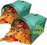 Raixleb 2 in 1 Großer Gartenabfallsack 2er Set Faltbarer Gartensack für Gartenabfälle, Laubsack für Rasen, Pool und Garten - Robuste Gartentasche aus Polypropylen Heavy Duty Gardening Bags Grün