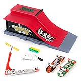 KETIEE Finger Skateboard Ramp Set, Mini Skateboard Ramp mit Fingerboard Skate Park Deck Truck Board Rampenset Spielzeug für Kinder (1810-6E Upgrade)