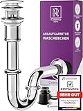 Siphon Waschbecken Ablaufgarnitur mit Überlauf, Pop Up Ventil Waschtisch Geruchsverschluss aus Edelstahl M. ROSENFELD HOME