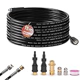 Rohrreinigungsschlauch Set 15m, inklusive 3 Adapter, 2 Düsen starr + drehbar kompatibel mit Kärcher K2、K3、K4、K5、K6、K7,Lavor, Bosch Hochdruckreiniger Universal Rohrreinigungsset, Hochdruck 180 Bar