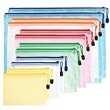 12 Stück Dokumententasche 6 Größen & 6 Farben Dokumentenmappe mit Reißverschluss Wasserdichte Mesh Dokumententaschen zip beutel für Schule, Zuhause, Büro, Reisen, Kosmetika (A4 A5 A6 B4 B5 B6)