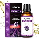 AESHORY Lavendelöl 50ml 100% Rein Natürlich Lavendelöl Ätherische Öle Lavendel Duftöl für Diffuser, Aromatherapie, Massage, Schlafhilfe, Naturkosmetik