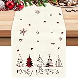 Weihnachten Tischläufer, Rot Bäume Weihnachtsdeko, Saisonnal Winter Küche Tisch Dekoration, Weihnachts Waschbar Tischdekoration, Party Deko für Küche, Bar, Esstisch Drinnen Urlaub Party(40x140CM)