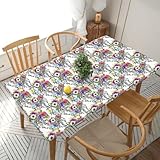 FSCEV Garten-Tischdecke, Wildblumen, Vögel, Blätter, Zweige, elastische Kanten, elastisches Band, Verschluss, Brunch Buffet, Café, Barbecue