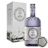 1 Flasche Bertagnolli | Gin 1870 Premium Dry Gin in GB 0.7 l 44% vol inkl. LOVEVINO Silver Button Sticker