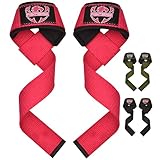 FIGHTSENSE Fitness Zughilfen für Krafttraining (Lifitng Straps) Gewichtheben Riemen für Männer Frauen,Neopren gepolstert,Webbed Baumwolle Gym Handgelenk Riemen(Fitness Straps) (Rosa)