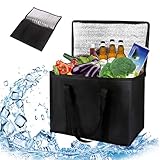 Kühltasche Faltbar,35L Thermotasche Picknicktasche Kühltasche, Kühltasche Gross,kühltasche Auto, Kühltasche Eistasche,Lunch Tasche,Kühlbox für Picknick (schwarz