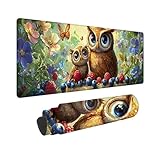 Gaming Mauspad, Mousepad XXL 1200 x 400 mm Mouse Pad mit Wasserdicht und Anti-Rutsch Großer Tischunterlage für Büro&Zuhause Verbessert Präzision und Geschwindigkeit Gaming Zubehör (Eule Früchte) K-536