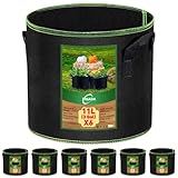 Tomaten kübel,11 L Pflanzsack aus Stoff,Kartoffelsack mit Griff, Wiederverwendbare Pflanztasche für Den Anbau von Kartoffeln, Tomaten,Gemüse,Blumen,Verdickter und Belüfteter Gartentopf, 6 Stück -3 Gal