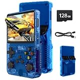 Febotak R36S Retro-Handheld-Spielkonsole, 3,5-Zoll-IPS-Bildschirm, 128 GB Speicher, über 40.000 Spiele, basierend auf LINXU Open Source ARKOS, 3500-mAh-Akku (Dunkelblau)
