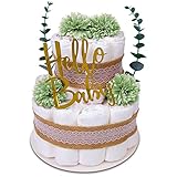 MilaBoo® Windeltorte Vintage Eukalyptus Grün I hochwertiges Neugeborenen Geschenk mit Windeln (grün)