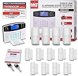 Multi Kon Trade M2B GSM Funk Alarmanlage mit LCD Display – umfangreiches Alarmanlagen Komplett-Set mit Bewegungsmelder, Tür- & Fensterkontakten, erweiterbares Alarmsystem mit Fernsteuerung