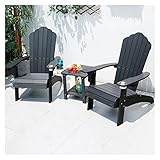 HH- Adirondack-Stuhl Adirondack-Stühle mit Getränkehalter, Klassisch Modern Kunststoff Lagerfeuerstuhl, für Terrasse Rasen Garten Hinterhof, Liegestühle für Erwachsene (Color : Black)