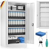 KESSER® Aktenschrank abschließbar mit Flügeltüren 180x60x40cm | Büroschrank aus Stahl mit 4 höhenverstellbaren Einlegeböden | Mehrzweckschrank 5 flexible Fächer, max. 40 kg pro Fach, inkl. 2 Schlüssel