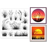 GLOBLELAND Klare Stempel Mit Gras Silhouette Für DIY Scrapbooking Pflanzen Silikonstempel Siegel Transparente Stempel Zum Erstellen von Karten Fotoalben Tagebüchern Heimdekoration 5.91×5.91 Zoll