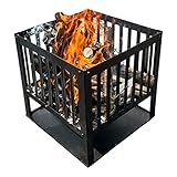 Feuerkorb 40cm Schwarz mit Bodenschutz - Robuste Feuerschale für Garten und Terrasse - Inklusive Schutz für den Untergrund - ProLiving Feuerkorb