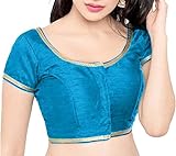 Fashnkart Bollywood Saree Bluse für Damen, indisch, Party, Hochzeit, Saree, Dupion, Seide, offene Vorderseite, himmelblau, XS
