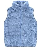 SEAUR Fleece-Weste für Kleinkinder, Jungen, Mädchen, flauschig, niedlich, Sherpa, ärmellos, Winter, warm, Kunstfell, Oberbekleidung mit Tasche, Blau, 4-5 Jahre