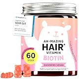 Biotin Hochdosiert Gummibärchen – 5000µg Biotin, Zink, Vitamin B6, C, E, Folsäure & Jod – 60 Stück – Vegan – Zuckerfrei – Bears with Benefits