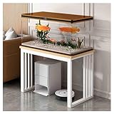 Robuster Aquariumständer mit Metallregalen, multifunktionaler Aquariumständer, Home Organizer, Beistelltisch mit Stauraum, für Wohnzimmer, Schlafzimmer, Küche, Büro (Weiß-B, 60 x 30 x 70 cm)