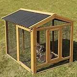 Kerbl Pet Freigehege Appartment Pro, Hasenstall, Nagerstall, 115x85x90cm, Holz lasiert, robustes Dach, Metallrahmen am Boden, große Türe