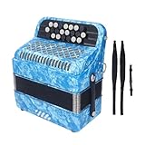 ZenithAur Professionelles Akkordeon-Musikinstrument mit 22 Tasten und 8 Bässen für Musiker/Studenten, liefert stabile Intonation, ABS/Holzkonstruktion (Himmelblau)