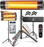 KESSER® Infrarotstrahler Heizstrahler Terrassenstrahler 2500W mit Fernbedienung inkl. Schutzhülle höhenverstellbarem Teleskopstativ Wickeltischstrahler Terrassenheizer Quarzstrahler Infrarot