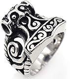 BOSUGE Ring Mythos Wikinger-Ring für Herrenringe Retro-Herren-Titan-Stahl-Ring Modischer männlicher DomineeRing-Stahlring Totem-Ziegen-Ring