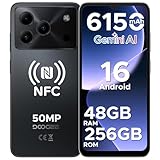 DOOGEE Note 56 Plus AI Android 16 Smartphone Ohne Vertrag, 48GB+256GB/2TB TF, Handy ohne vertrag 50MP AI Kamera, T7225 Octa Core 6150mAh Akku Handy, 6.56' HD+ 90Hz, Widevine L1/NFC/Face/Fingerabdruck