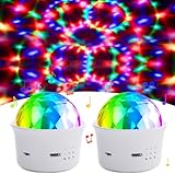 Bonlux Mini lichteffekte Partylicht Kinder Discokugel Licht RGB Bühnenlampe Stimmgesteuertes USB Halloween Stimmungslicht für Kinder Geburtstag Zimmer Party Weihnachten 2Stück