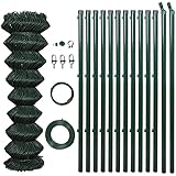 Gartenzaun Deko Gartenzaun Zum Stecken Sichtschutz Zaun Gitterzaun - Maschendrahtzaun mit Pfosten Stahl 1,5x25 m Grün für Terrasse Garten Draußen Wohnung