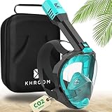 Khroom Schnorchelmaske Erwachsene Vollmaske | In Höhle der Löwen vorgestellt | Unsere Beste CO2 sichere Tauchermaske Seaview Pro zum Schnorcheln | Vollgesichtsmaske Schnorchelmaske (L/XL Türkis+Case