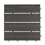 HOME DELUXE - WPC Klickfliese BAVARO - Anthrazit - 1 m² - 11 Fliesen á 30 x 30 cm I Klickfliese Terrassenfliese Balkonfliese