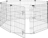 Amazon Basics Achteckig, Quadrat, Rechteck Laufgehege für Hunde und andere Haustiere, faltbar Metall mit Tür, 152.4 x 152.4 x 76.2 cm hoch, Schwarz