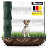 horizont Begrenzungszaun FIX, mobiler Zaun 90 cm hoch, 25m lang, engmaschig, 15 Pfähle, Beetschutz, Gartennetz, Campingzaun, Hundezaun, Absperrzaun, Steckzaun