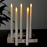 CKDSA 6er Set LED Stabkerze mit Flackernder Flamme Batteriebetriebene Elfenbein Echtwachs LED-Kerzen für Weihnachtsdeko Zimmer Deko Hochzeit und Esszimmer Party
