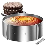 Menz Tortenring verstellbar 16-30 cm, 8,5 cm hoher Backring aus Edelstahl, stabile Tortenform - Kuchenring rund verstellbar, Backrahmen rund zum Backen und Dekorieren