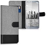 kwmobile Wallet Case kompatibel mit LG G6 - Hülle mit Ständer - Handyhülle Kartenfächer Grau Schwarz