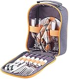 PEARL Picknick Geschirr: Picknick-Set für 2 Personen: Gläser, Servietten, Teller, Besteck (Picknick Geschirr Set, Picknick Geschirr 2 Personen, Picknickdecke)