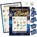 HOWAF Silvester Bingo Spiele Erwachsene Familie, Silvester Spiel Bingo Karten, Silvesterspiele Weihnachtsspiele Partyspiel Geschenk