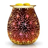 Elektrische Duftlampe aus Glas, Duftwachs, 3D-Feuerwerk Aromalampe, Touch Steuerung Nachtlicht Aroma Lamper Dekoration für Zuhause Büro Schlafzimmer Wohnzimmer Geschenke